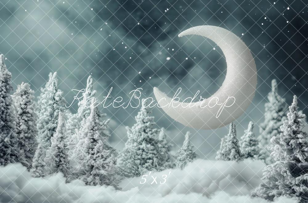 Kate Dreamy Winter Moon Snowy Forest Backdrop Designed by Patty Roberts