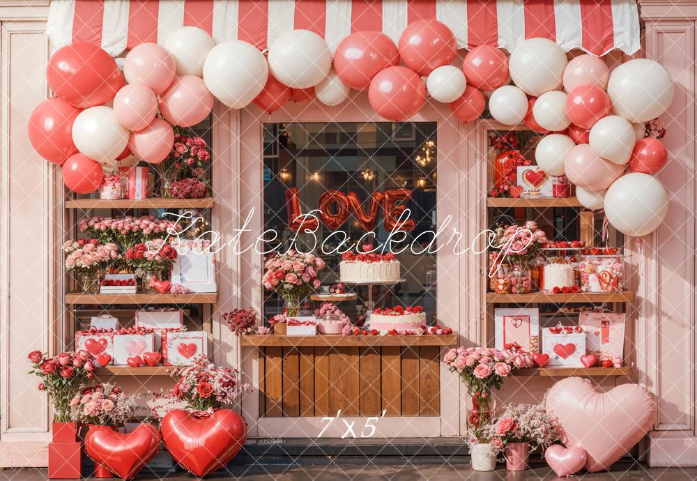 Kate Valentine Balloon Heart Cake Shop Backdrop Designed by Emetselch