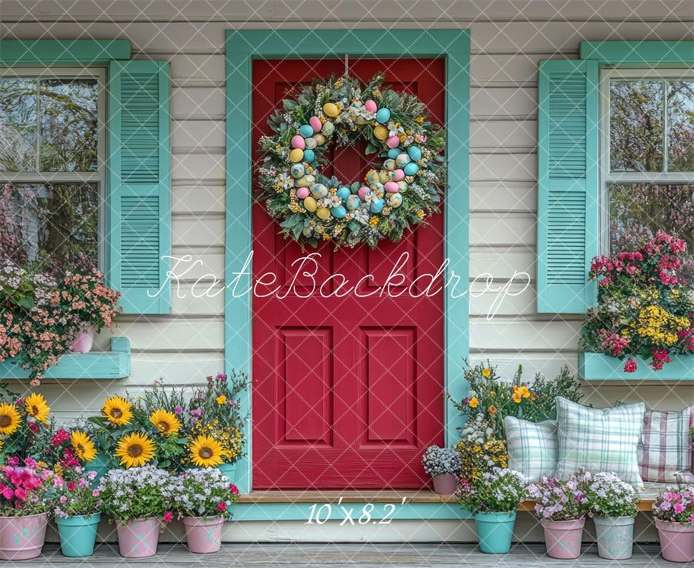 Kate Easter Wreath Floral Porch Backdrop Designed by Mini MakeBelieve