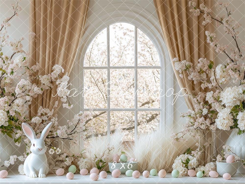 Kate Easter Bunny Floral Arched Window Backdrop Designed by Mini MakeBelieve