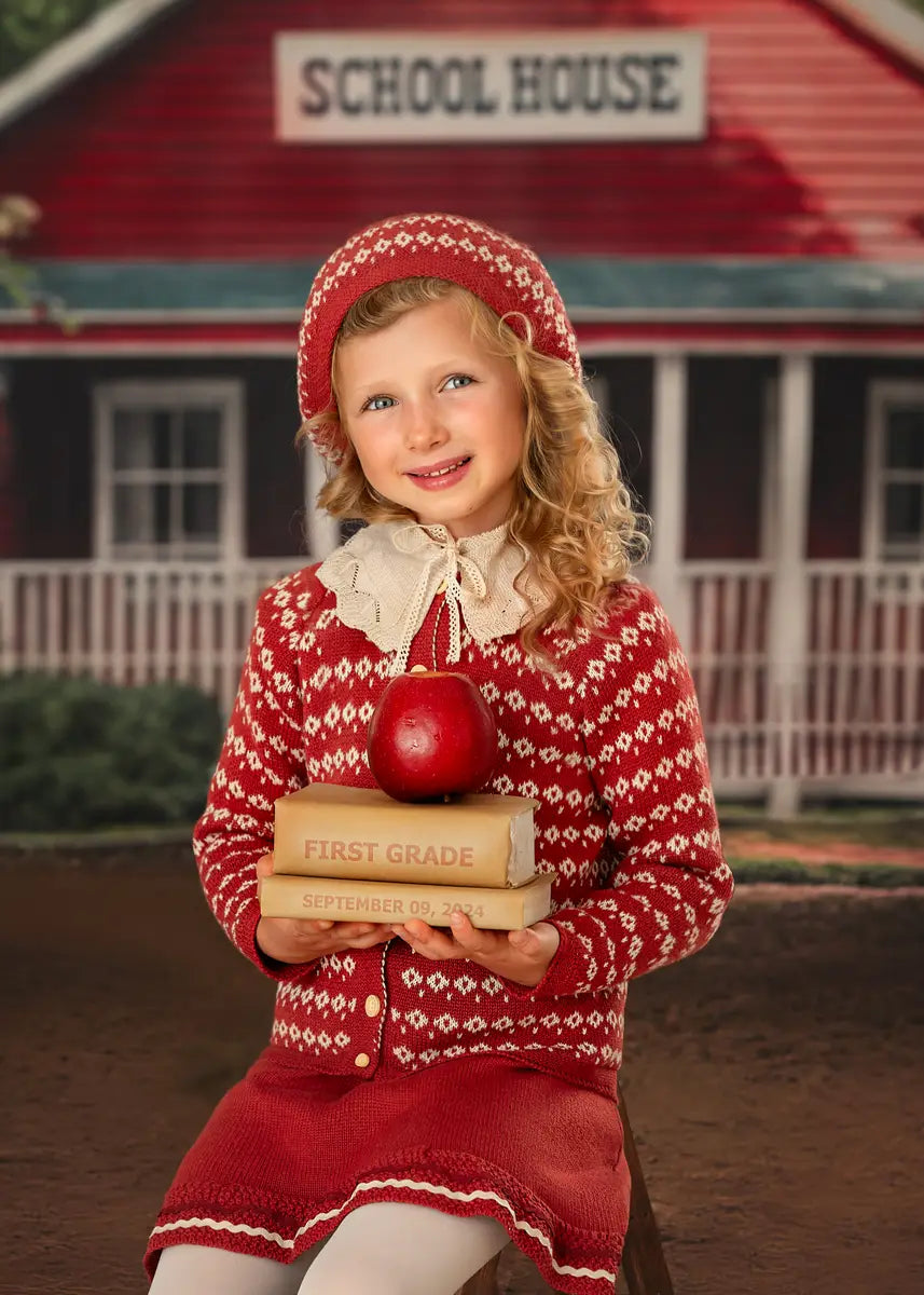 Kate Back to School Red House Backdrop for Photography