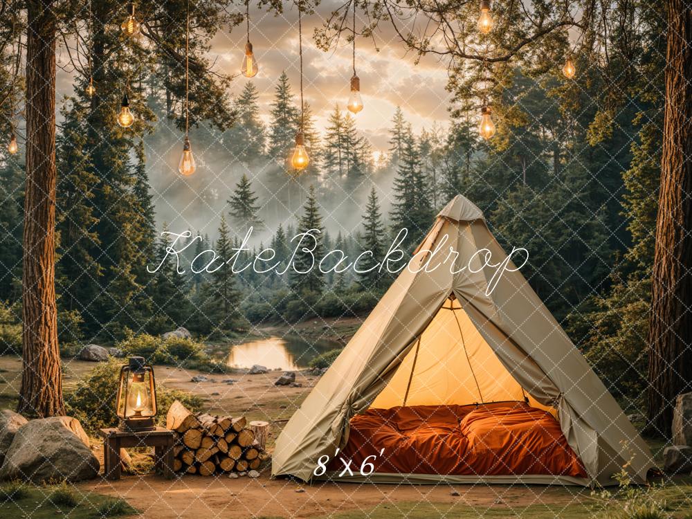 TEST Camping Forest Tent Lights Backdrop Designed by Emetselch