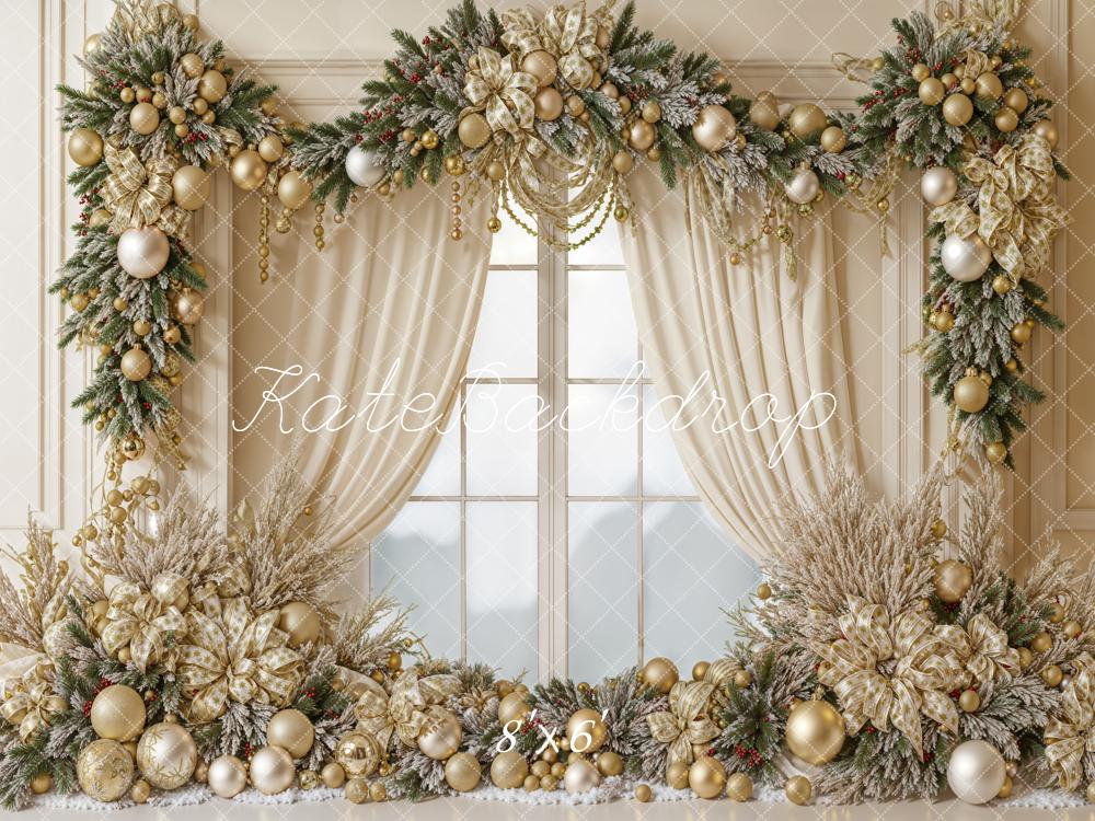 Kerst Elegant Gouden Kruideniers Foto Achtergrond Designed by Emetselch