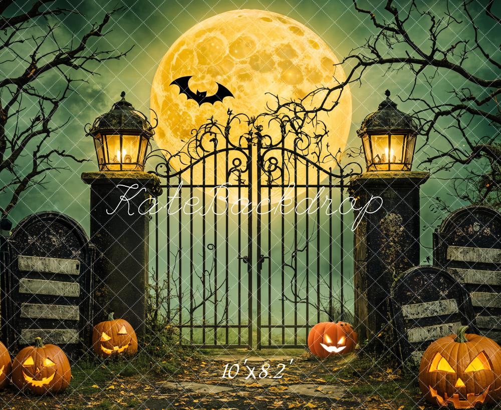 Kate Halloween Moon Gate Pumpkins Backdrop Designed by Emetselch