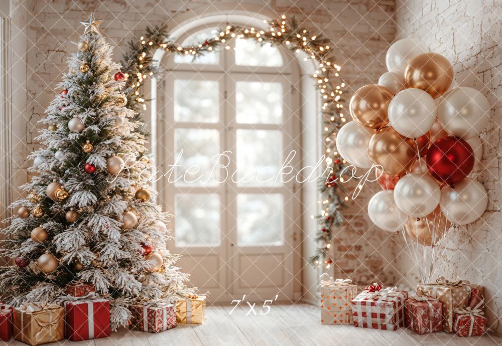 TEST Kate Christmas Tree Balloons Arch Window Backdrop Designed by Emetselch