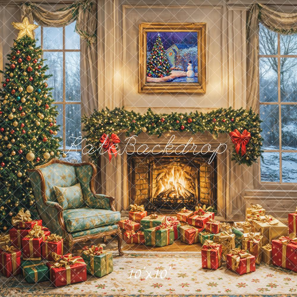 Kate Christmas Tree Fireplace Gift Chair Backdrop Designed by Emetselch