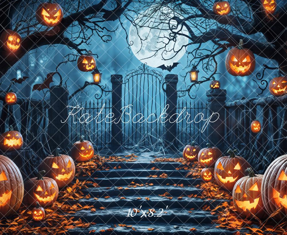 Kate Dark Halloween Forest Black Arched Gate Backdrop Designed by Emetselch