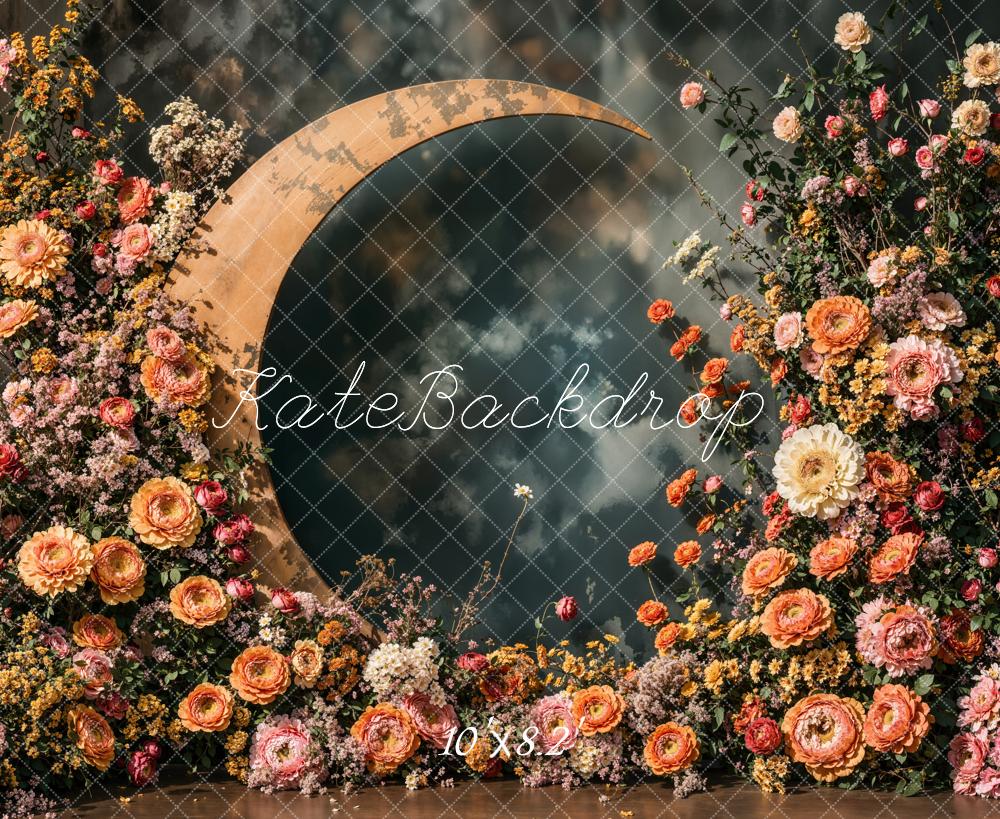 Kate Mother's Day Floral Crescent Moon Backdrop Designed by Emetselch