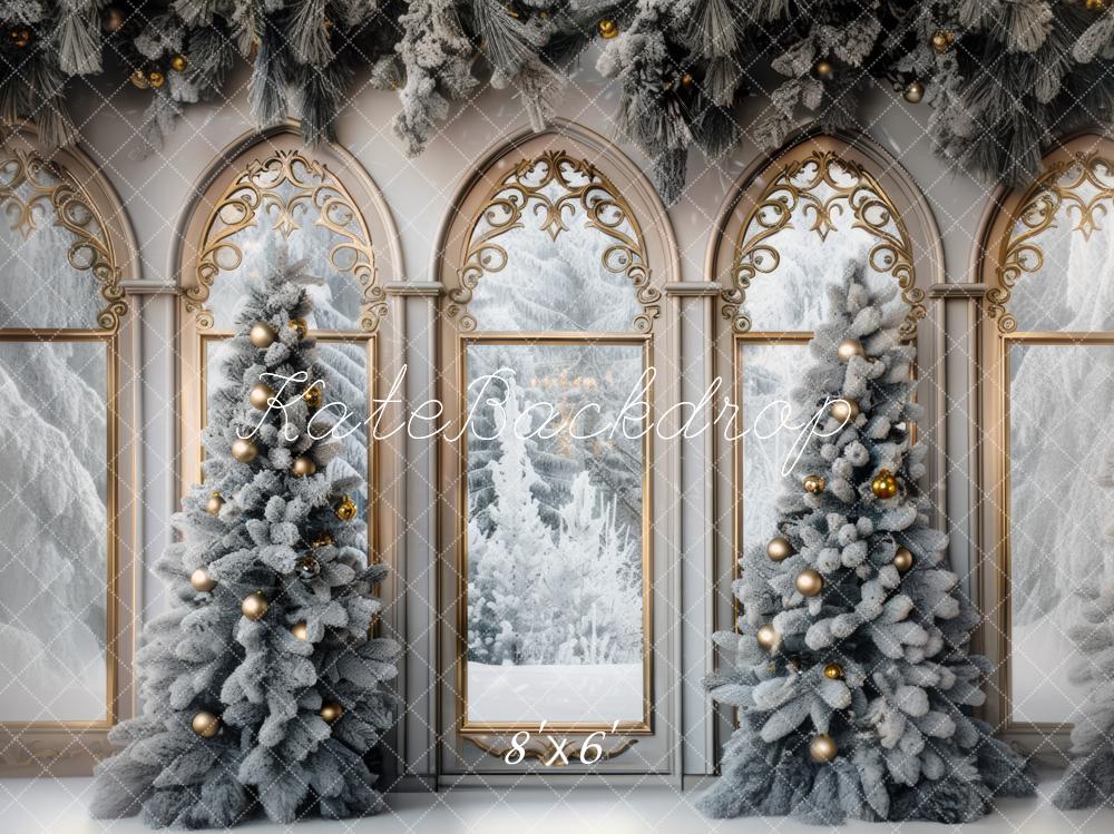 Fondo de Ventana Arqueada de Árbol de Navidad Designed by Mini MakeBelieve