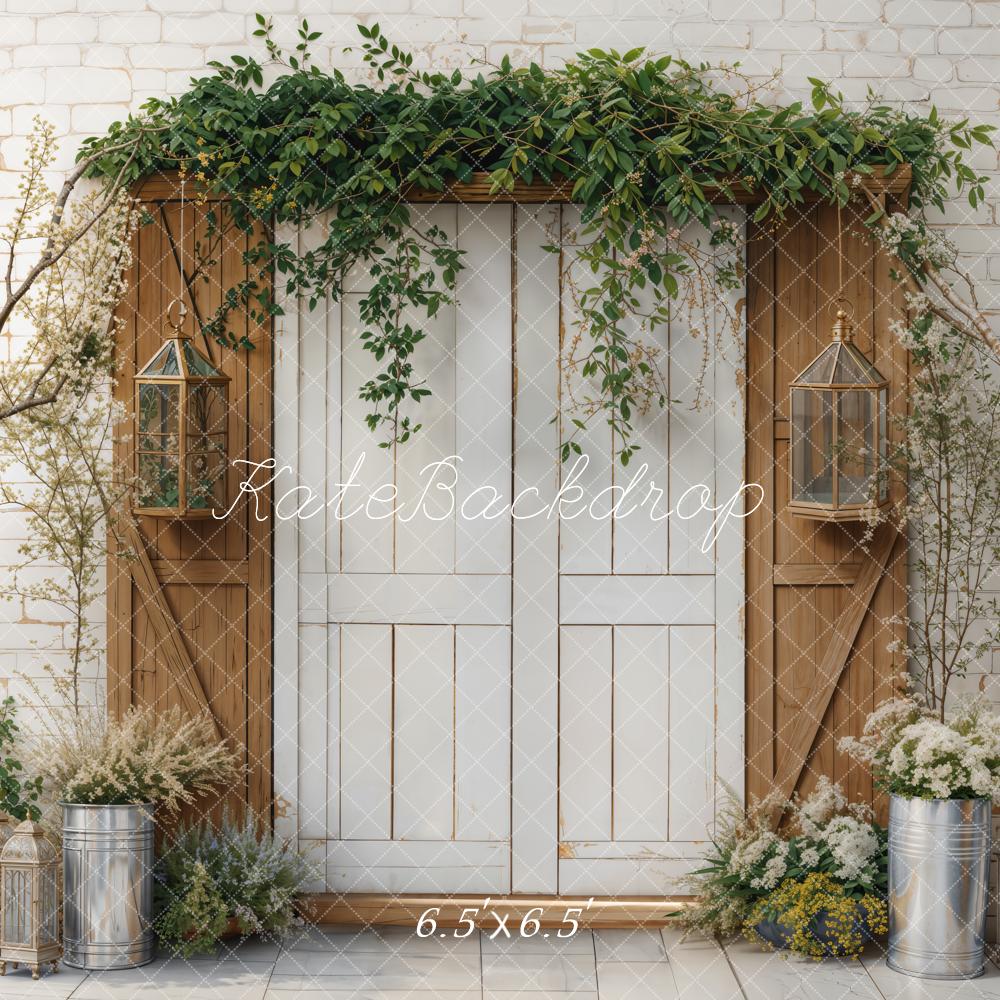 Kate Spring Rustic Door Greenery Tree Backdrop Designed by Emetselch