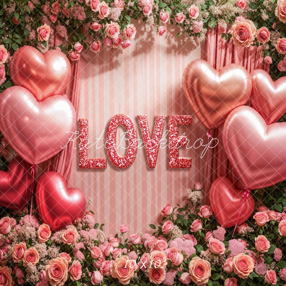 Kate Valentine's Day Floral Heart Balloon Backdrop Designed by Emetselch