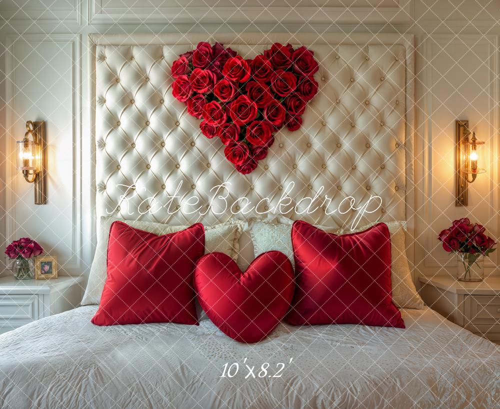 Kate Valentine's Day Heart Rose Headboard Backdrop Designed by Emetselch