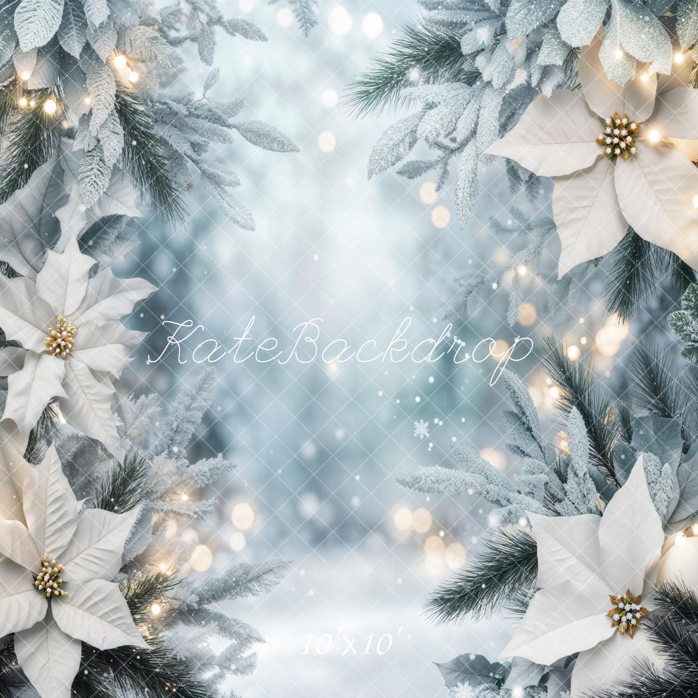 Kate Winter White Poinsettia Backdrop Designed by Emetselch