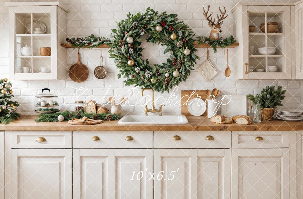 Kate Christmas Kitchen White Cabinets Backdrop Designed by Emetselch