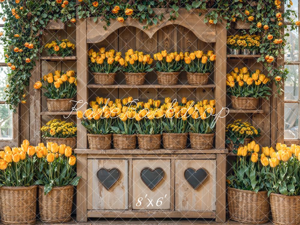 Kate Spring Rustic Tulip Flower Shelf Backdrop Designed by Emetselch