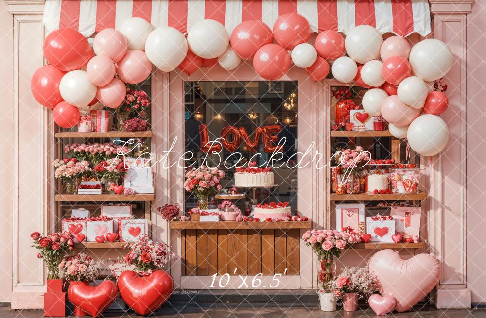 Kate Valentine Balloon Heart Cake Shop Backdrop Designed by Emetselch