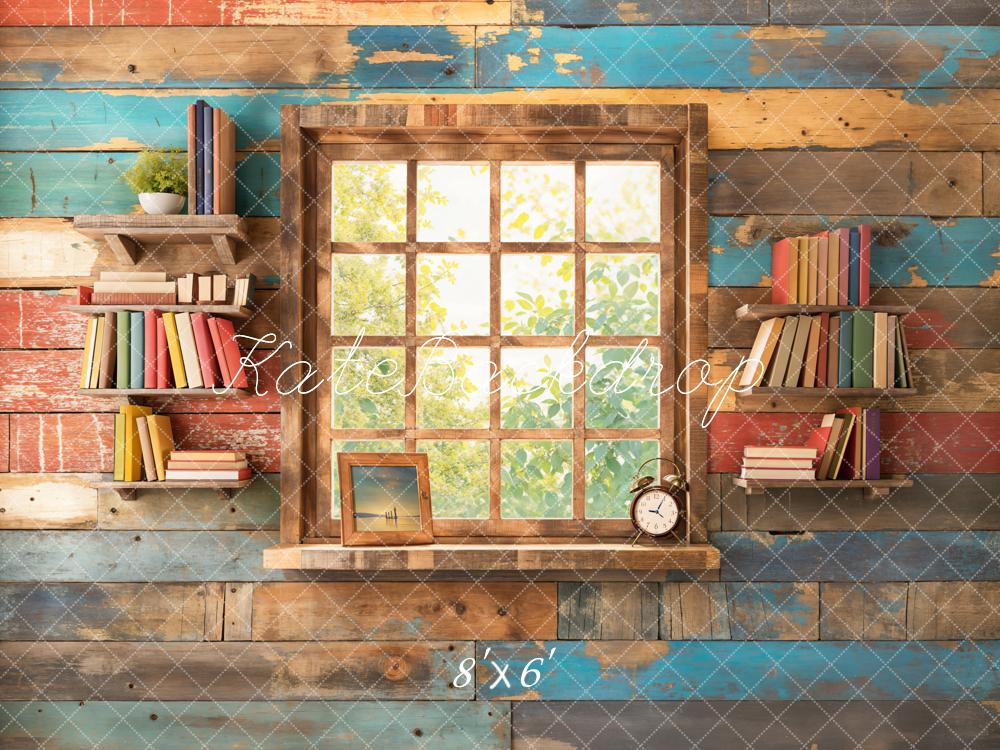 Kate Back to School Framed Window Retro Colorful Wall Backdrop Designed by Chain Photography