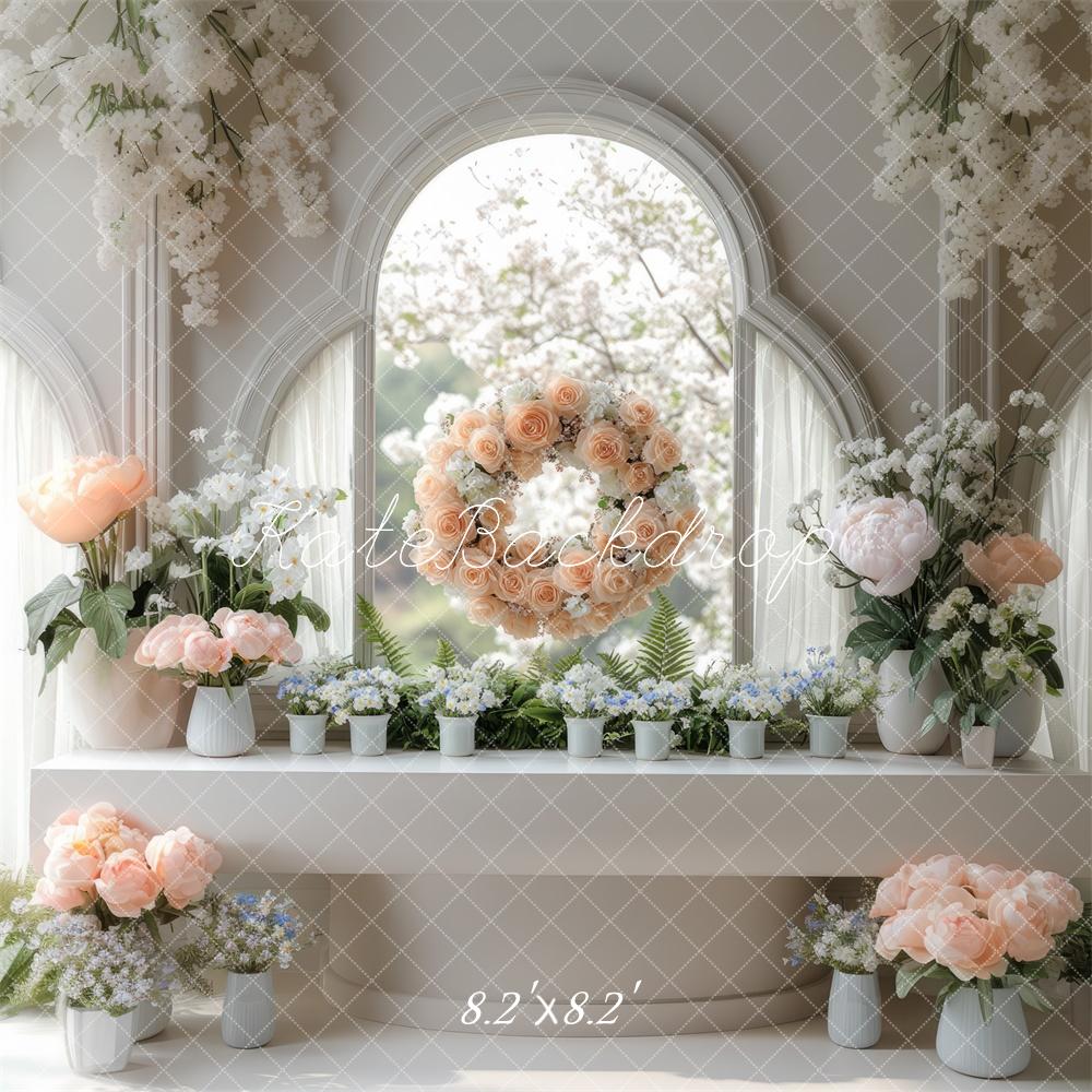 Kate Spring Floral Arch Window Backdrop Designed by Mini MakeBelieve