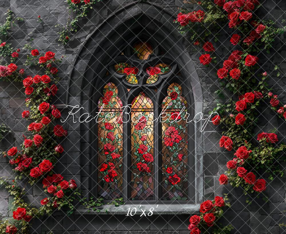 Kate Valentine Gothic Rose Retro Window Backdrop Designed by Emetselch