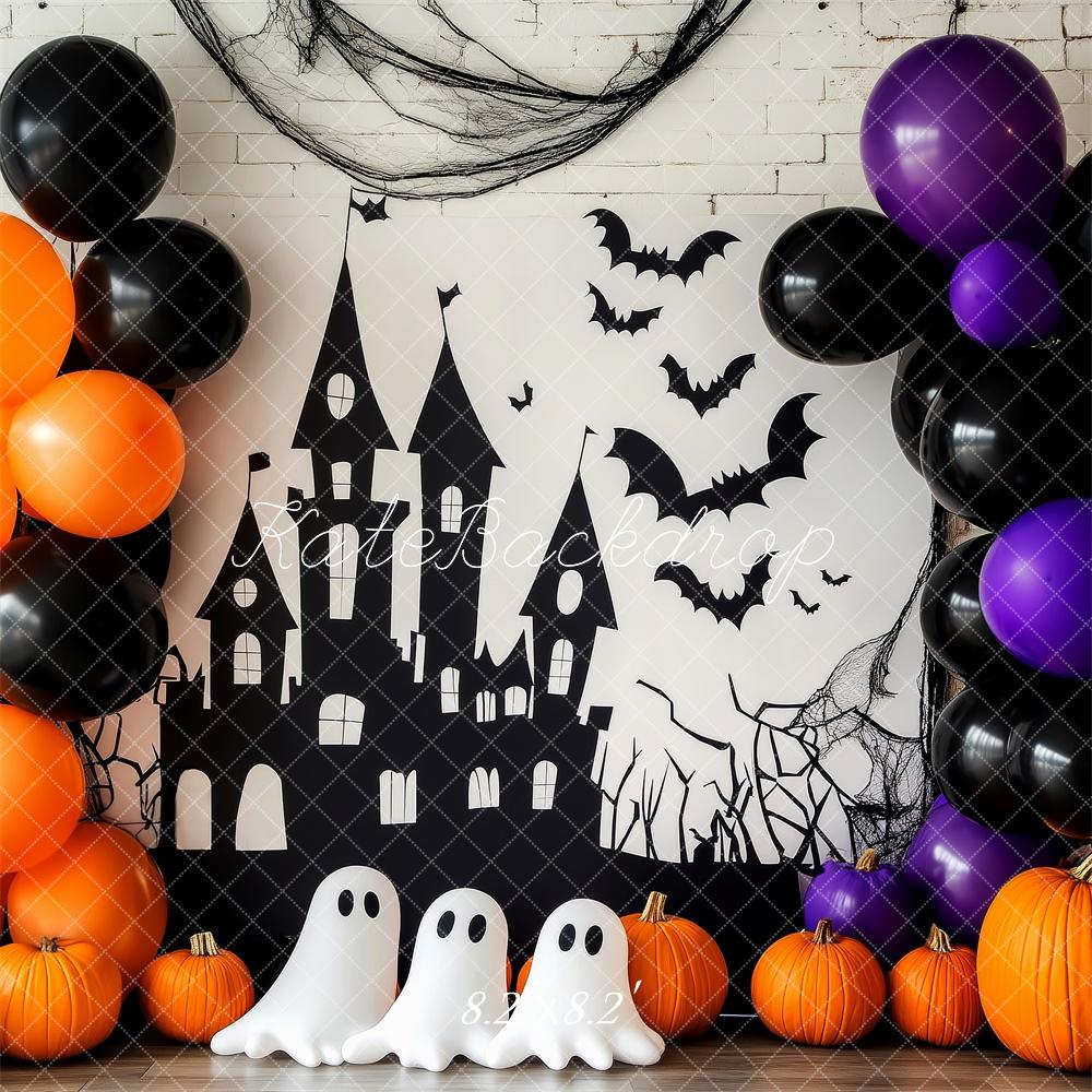 Kate Halloween Castle Ghosts Spider Web Backdrop Designed by Patty Roberts