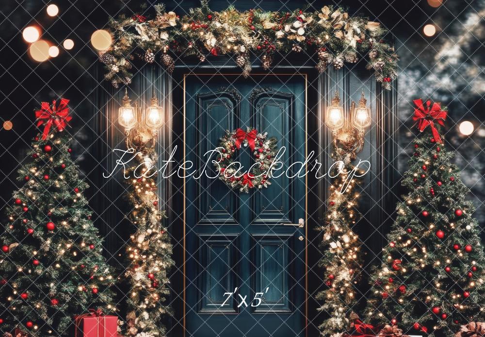 Kate Christmas Tree Doorway Royal Blue Backdrop Designed by Lidia Redekopp