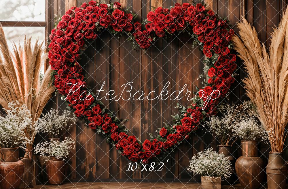 TEST Kate Valentine Heart Rose Rustic Boho Backdrop Designed by Emetselch