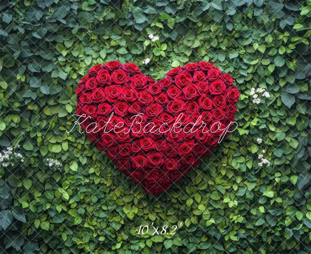 Kate Valentine Heart Rose Greenery Backdrop Designed by Mini MakeBelieve