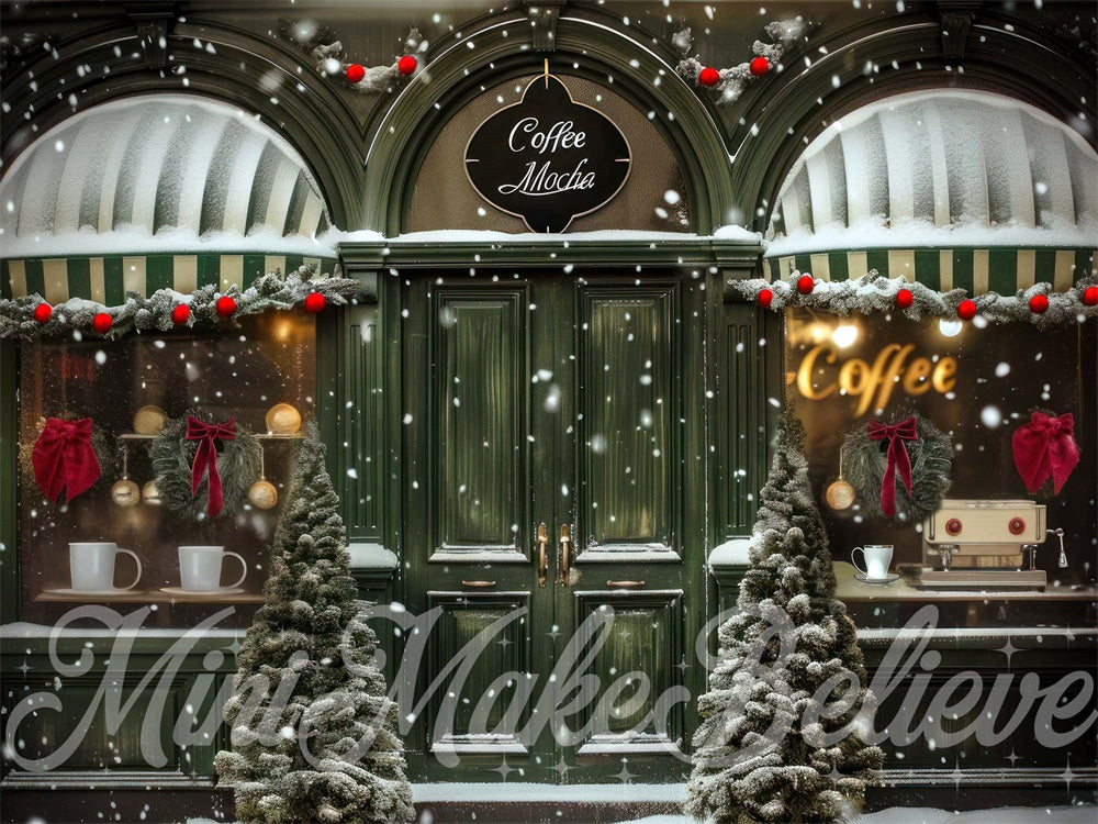 Tenda per negozio di caffè retro verde di Natale via Mini MakeBelieve