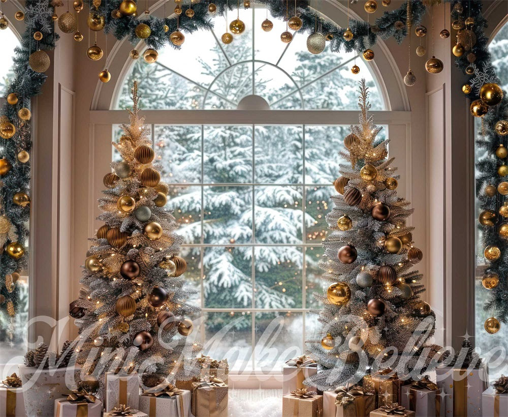 Inverno Natale Beige Sfondo Finestrato ad Arco Progettato da Mini MakeBelieve