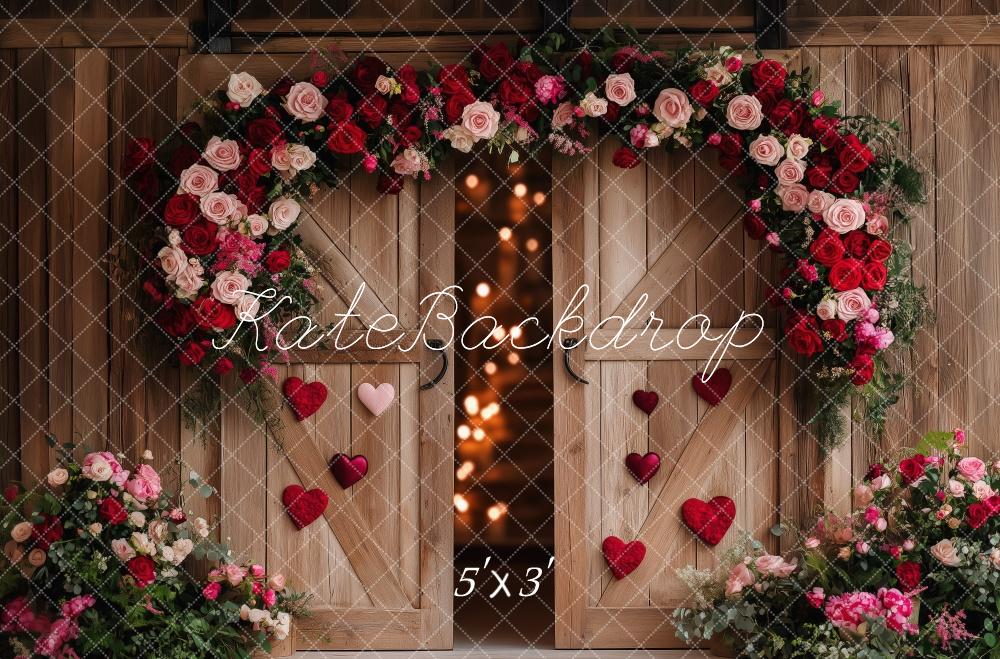 Kate Valentine Floral Heart Barn Door Backdrop Designed by Patty Roberts