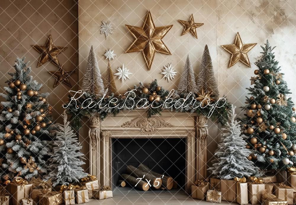 Kate Christmas Tree Fireplace Stars Backdrop Designed by Patty Roberts