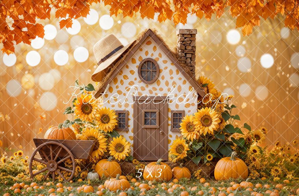 Kate Fall Sunflower Pumpkin House Backdrop Designed by Emetselch