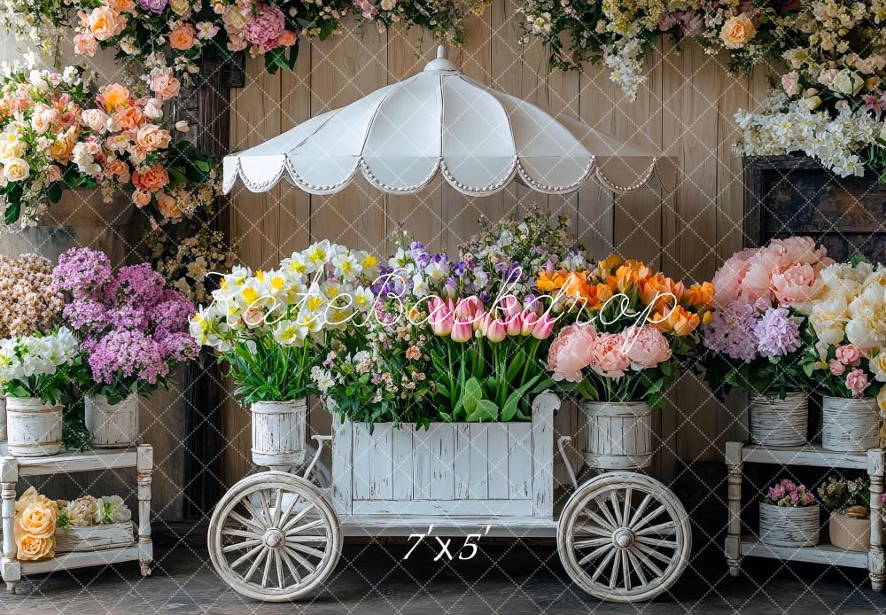 Kate Spring Flower Cart Floral Backdrop Designed by Mini MakeBelieve