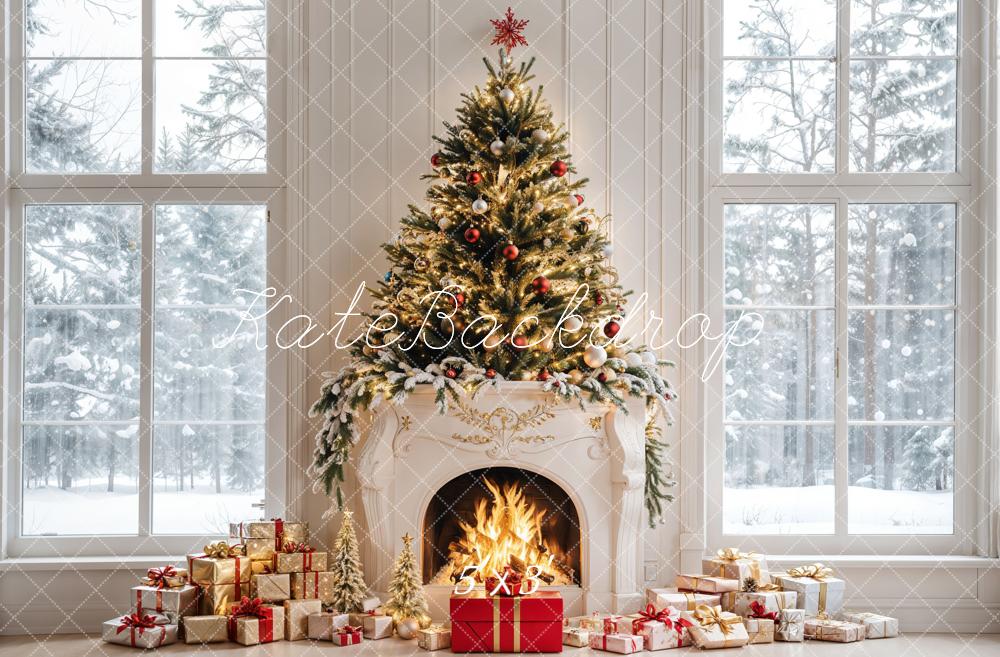 Fondo de Ventana de Regalos de Chimenea de Árbol de Navidad Diseñado por Emetselch