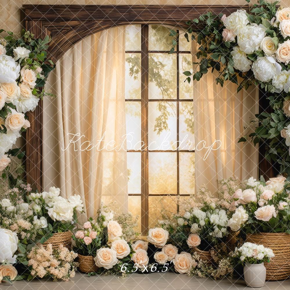 Kate Spring Flower Arch Window Warm Backdrop Designed by Mini MakeBelieve