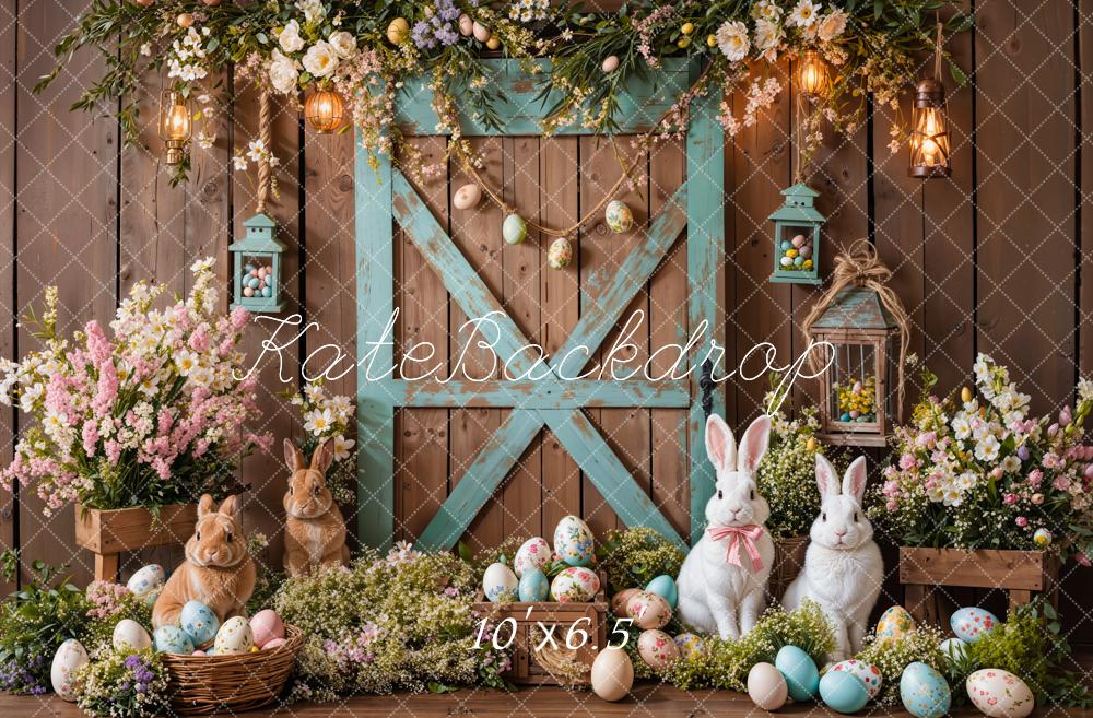 Fondo Floral de Puerta de Granja de Conejo de Pascua diseñado por Emetselch