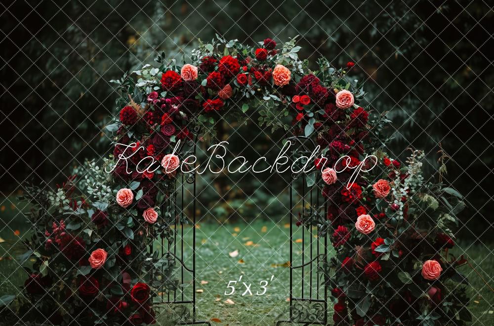 Kate Valentine Dark Rose Arch Garden Wedding Backdrop Designed by Patty Roberts