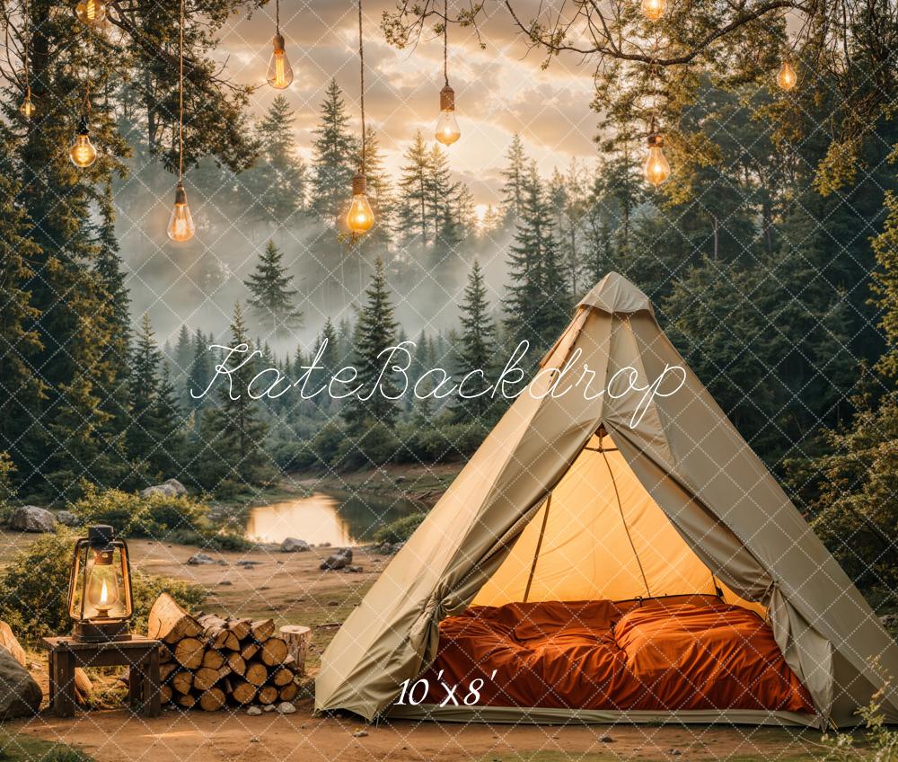 Kate Camping Forest Tent Lights Backdrop Designed by Emetselch