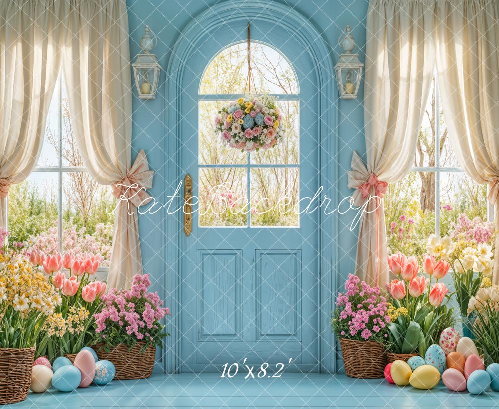 Kate Easter Spring Floral Door Blue Backdrop Designed by Emetselch