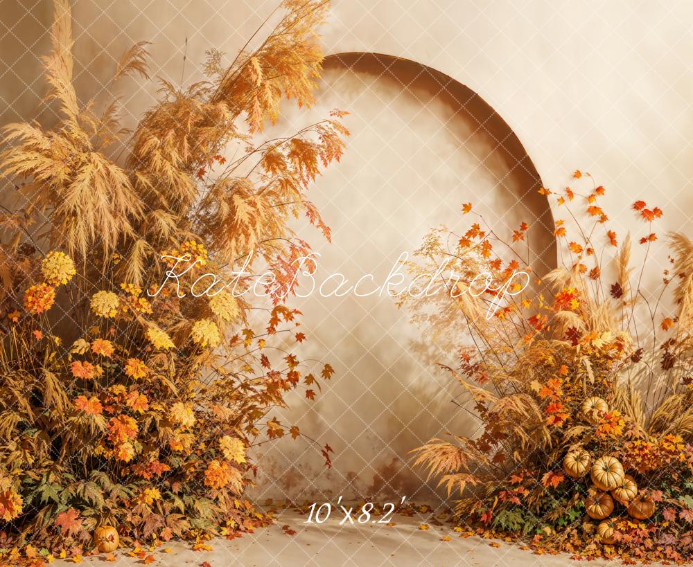 Herfst Fine Art Bloemen Beige Boogvormige Foto Achtergrond Ontworpen door Emetselch