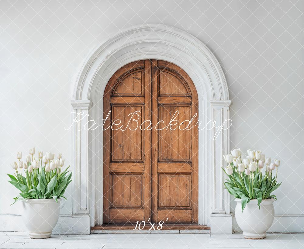 Lightning Deal #5 Kate Spring Wooden Arched Door Tulips Backdrop Designed by Emetselch