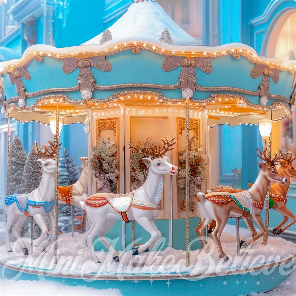 Christmas Fantasy Heaven Carousel Street Foto Achtergrond Designed by Mini MakeBelieve