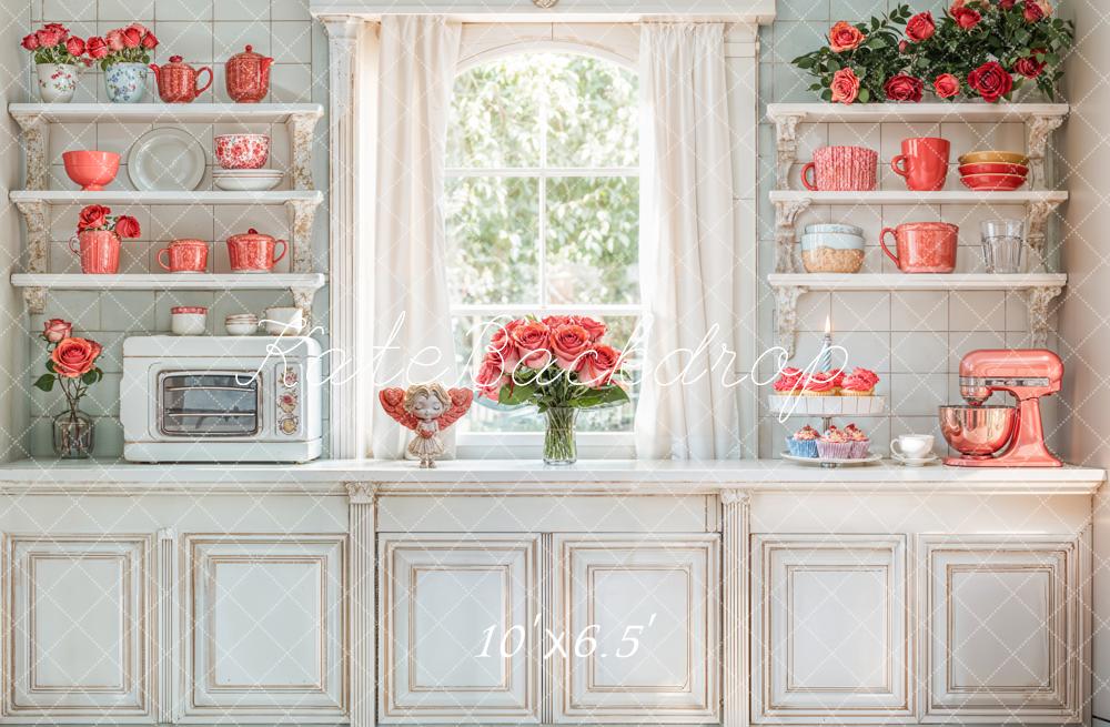 SALE Kate Romantic Vintage Kitchen Cabinets Floral Backdrop Designed by Emetselch