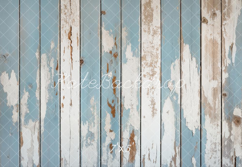 Kate Cream Blue Wood Grain Floor Backdrop Designed by Kate Image