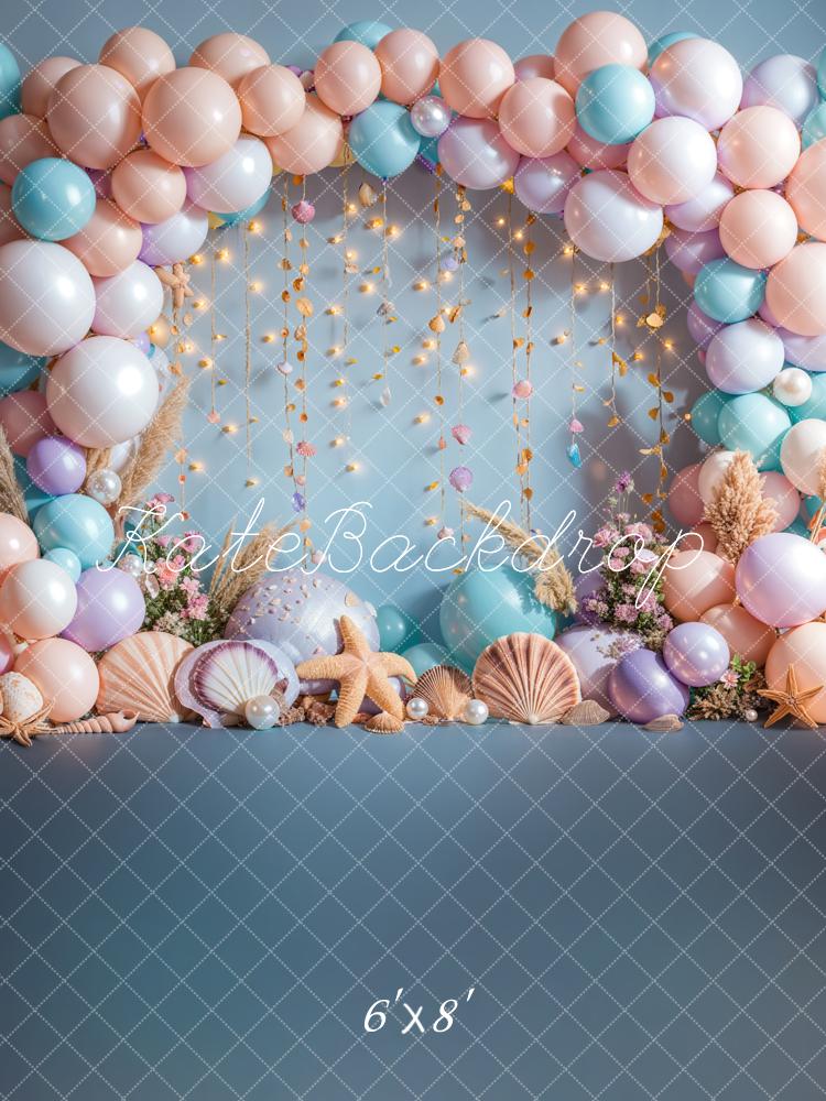 Arco de globos de sirena océano fondo