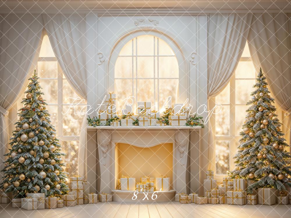 Kate Christmas White Retro Fireplace Backdrop Designed by Emetselch