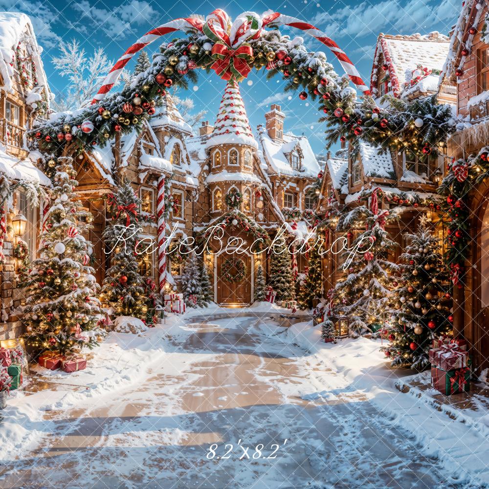 Kate Christmas Outdoor Gingerbread Town Street Backdrop Designed by Emetselch