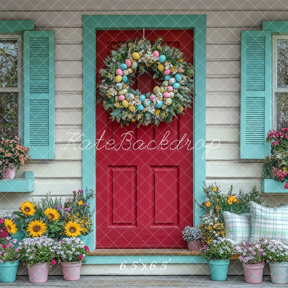 Kate Easter Wreath Floral Porch Backdrop Designed by Mini MakeBelieve