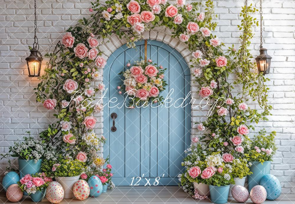 Kate Easter Flower Arch Blue Door Backdrop Designed by Emetselch