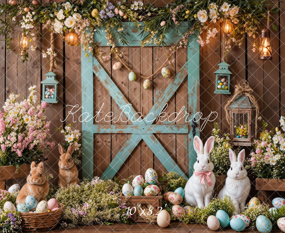 Fondo Floral de Puerta de Granja de Conejo de Pascua diseñado por Emetselch